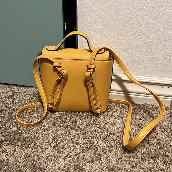 Convertible Yellow Structured Mini Backpack/Purse - Picture 2 of 3